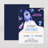 Outer Space Planets Jongen Eerste Verjaardag Kaart (Voorkant / Achterkant)