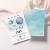 Outer Space Planets Jongen Eerste Verjaardag Kaart