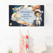 Outer Space Planets Jongen Eerste Verjaardag Spandoek (Insitu)