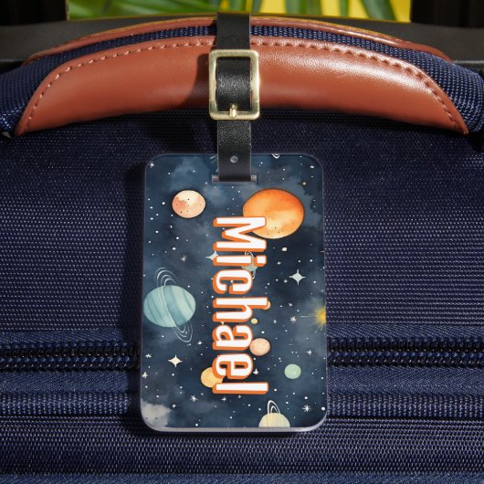 Outer Space Planets Jongens Schooltas Label  Bagagelabel (Voorkant Insitu 2)