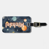 Outer Space Planets Jongens Schooltas Label  Bagagelabel (Voorkant horizontaal)