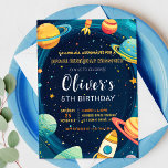 Outer Space Planets Kids Verjaardagsfeest Uitnodig Kaart<br><div class="desc">Maak je klaar voor een out-of-the-world feest met deze Outer Space Planets Kids Birthday Party Invitation! Ideaal voor ruimteliefhebbende kinderen,  deze leuke en kleurrijke uitnodiging kan worden gepersonaliseerd voor uw speciale dag. Op naar een onvergetelijk feest!</div>