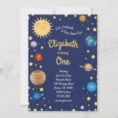 Outer Space Planets Kinder 1e verjaardagsfeestje G Kaart (Voorkant)