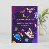 Outer Space Planets Kinder eerste verjaardagsuitno Kaart (Staand voorkant)