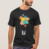 Outer space planets love spaceman  balloon spacema t-shirt (Voorkant)