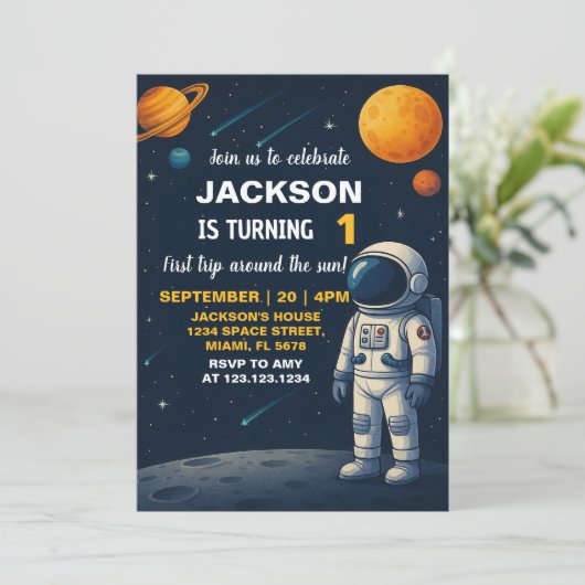 Outer Space Planets Party Uitnodigen Kaart (Staand voorkant)