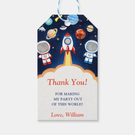 Outer Space Planets Raket Ship Bedankt Cadeau Labe Cadeaulabel (Voorkant)