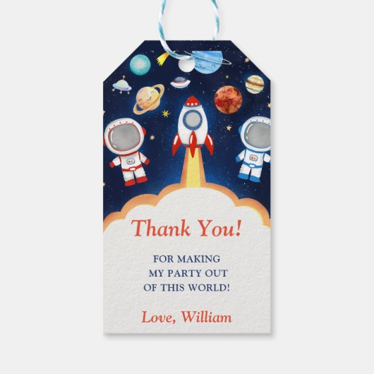 Outer Space Planets Raket Ship Bedankt Cadeau Labe Cadeaulabel (Achterkant)