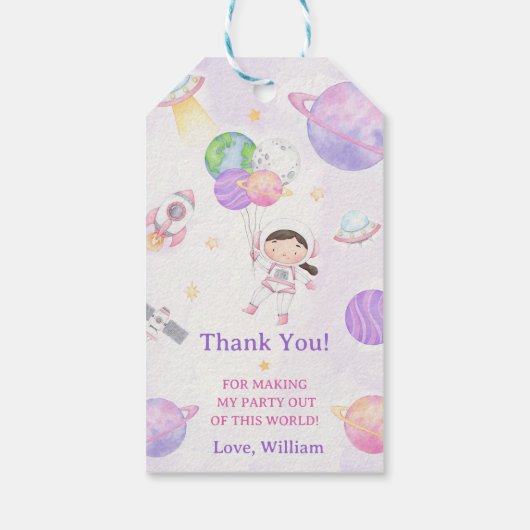 Outer Space Planets Raket Ship Bedankt Cadeau Labe Cadeaulabel (Achterkant)