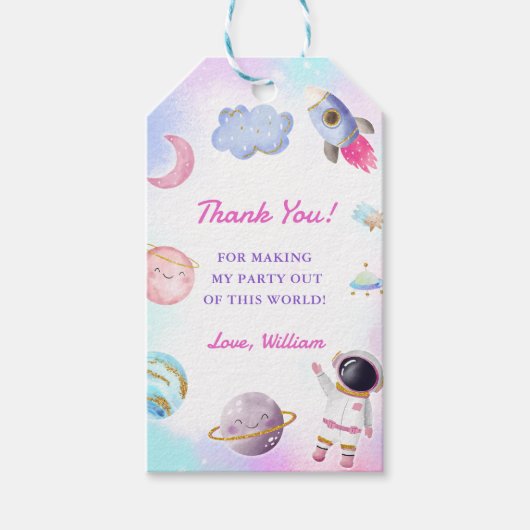Outer Space Planets Raket Ship Bedankt Cadeau Labe Cadeaulabel (Voorkant)