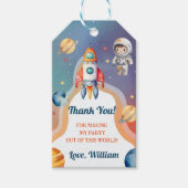 Outer Space Planets Raket Ship Dank u Cadeaulabel (Voorkant)