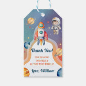Outer Space Planets Raket Ship Dank u Cadeaulabel (Achterkant)