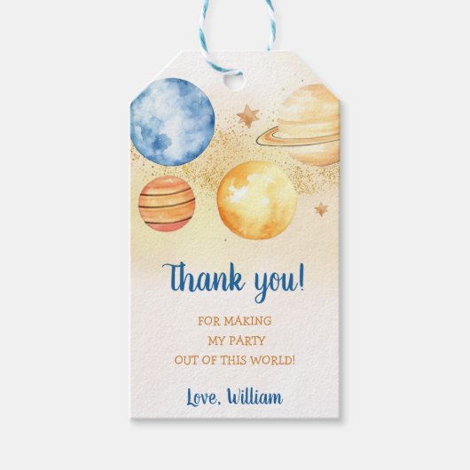 Outer Space Planets Raket Ship Dank u Cadeaulabel (Voorkant)
