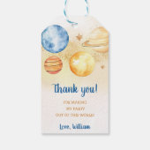 Outer Space Planets Raket Ship Dank u Cadeaulabel (Achterkant)