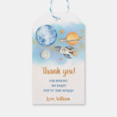 Outer Space Planets Raket Ship Dank u Cadeaulabel (Achterkant)