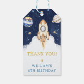 Outer Space Planets Raket Ship Dank u Cadeaulabel (Achterkant)
