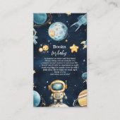 Outer Space Planets Rocket Navy Boeken voor Baby Informatiekaartje (Voorkant)
