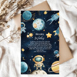 Outer Space Planets Rocket Navy Boeken voor Baby Informatiekaartje<br><div class="desc">Voeg een oprechte touch toe aan uw baby shower met onze Space Outer Baby shower Navy "Boeken voor Baby" Enclosure Kaart. Deze charmante kaart nodigt gasten uit om de bibliotheek van de kleintje te helpen bouwen door een geliefd boek te brengen in plaats van een kaart - herinneringen creëren die...</div>