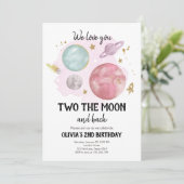 Outer Space Planets tweede verjaardag uitnodiging (Staand voorkant)