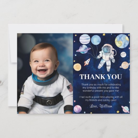 Outer Space Planets Verjaardag Foto Dank je kaart (Voorkant)