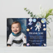 Outer Space Planets Verjaardag Foto Dank je kaart (Staand voorkant)