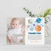 Outer Space Planets Verjaardag Foto Dank je kaart (Staand voorkant)