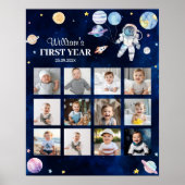 Outer Space Planets Verjaardag Foto Mijlpaal teken Poster (Voorkant)