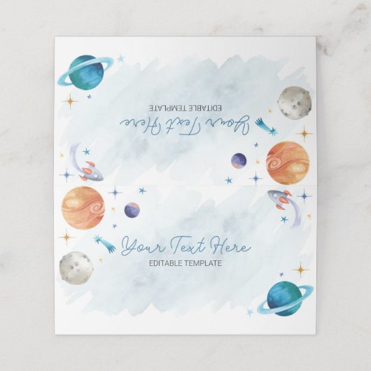 Outer Space Planets Verjaardag Plaats Kaart Plaatskaartje (Buitenkant ongevouwen)