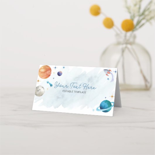 Outer Space Planets Verjaardag Plaats Kaart Plaatskaartje (Achterkant)