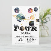 Outer Space | Planten en sterren | 4e verjaardag Kaart (Staand voorkant)