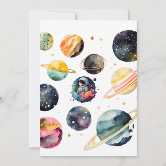 Outer Space | Planten en sterren | 4e verjaardag Kaart (Achterkant)