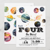 Outer Space | Planten en sterren | 4e verjaardag Kaart (Voorkant / Achterkant)