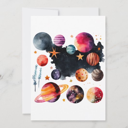 Outer Space | Planten en sterren | 4e verjaardag Kaart (Achterkant)