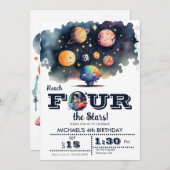 Outer Space | Planten en sterren | 4e verjaardag Kaart (Voorkant / Achterkant)