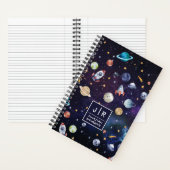 Outer Space Raket Galaxy Planeten Gepersonaliseerd Notitieboek (Binnen)