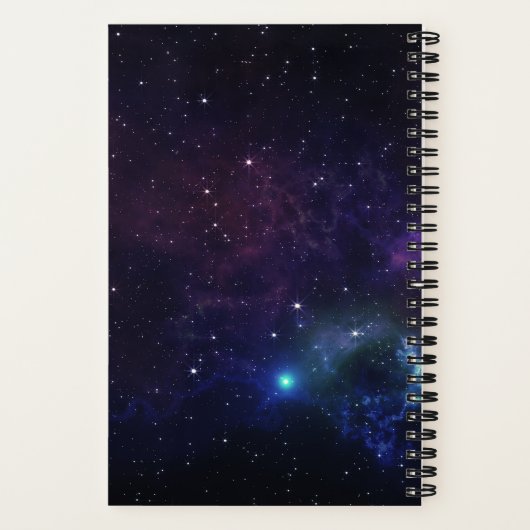 Outer Space Raket Galaxy Planeten Gepersonaliseerd Notitieboek (Achterkant)