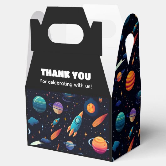 Outer Space Raket Verjaardagsfeestje Favor Box Bedankdoosjes (Geopend)