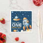 Outer Space Raketlancering Afschieten 1e Verjaarda Servet (Insitu)