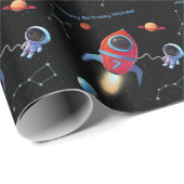 Outer Space Rocket Astronaut Planet Stars Verjaard Cadeaupapier (Rol Hoek)