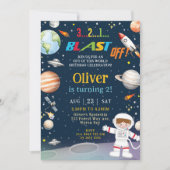 Outer Space Rocket Astronaut Planets Verjaardag Kaart (Voorkant)