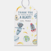 Outer Space Rocket Astronaut verjaardagsfeestje Cadeaulabel (Voorkant)
