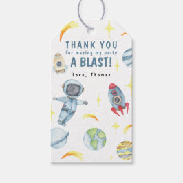 Outer Space Rocket Astronaut verjaardagsfeestje Cadeaulabel