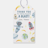 Outer Space Rocket Astronaut verjaardagsfeestje Cadeaulabel (Achterkant)