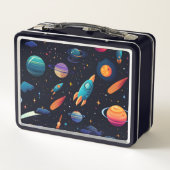 Outer Space Rocket Gepersonaliseerde Kinder Lunch (Achterkant)