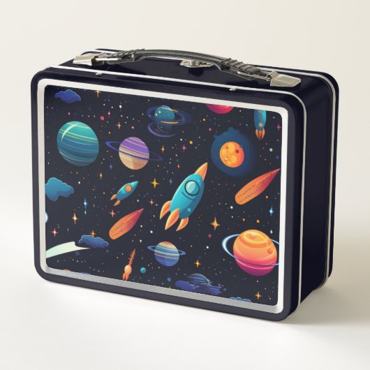Outer Space Rocket Gepersonaliseerde Kinder Lunch  (Achterkant)
