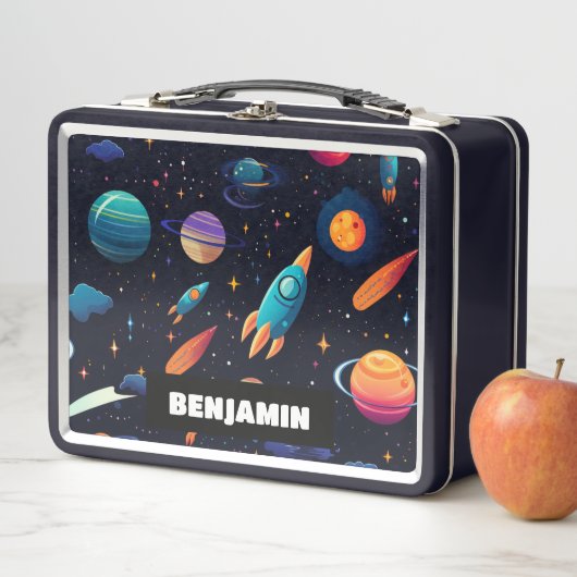 Outer Space Rocket Gepersonaliseerde Kinder Lunch  (In situ)