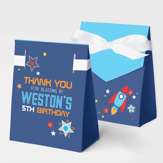 Outer Space Rocket Navy & Baby Blue Favoriete Boxe Bedankdoosjes