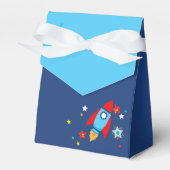 Outer Space Rocket Navy & Baby Blue Favoriete Boxe Bedankdoosjes (Voorkant Zijde)