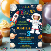 Outer Space Rocket Planet Astronaut Verjaardagsfot Kaart