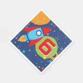 Outer Space Rocket Ship Verjaardag Age Papieren se Servet (Hoek)